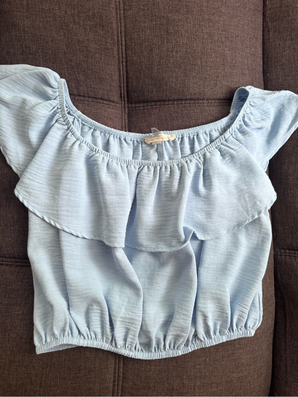 Light Blue Off-Shoulder Ruffle Women's Top